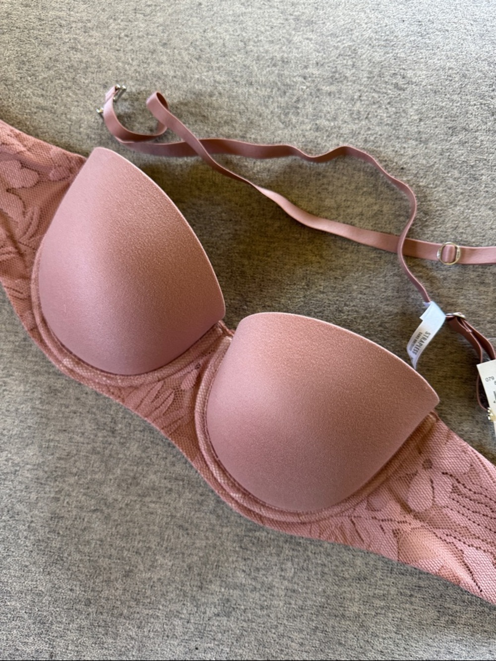 aerie Padded Lace-Back Bra — Dusty Rose Pink